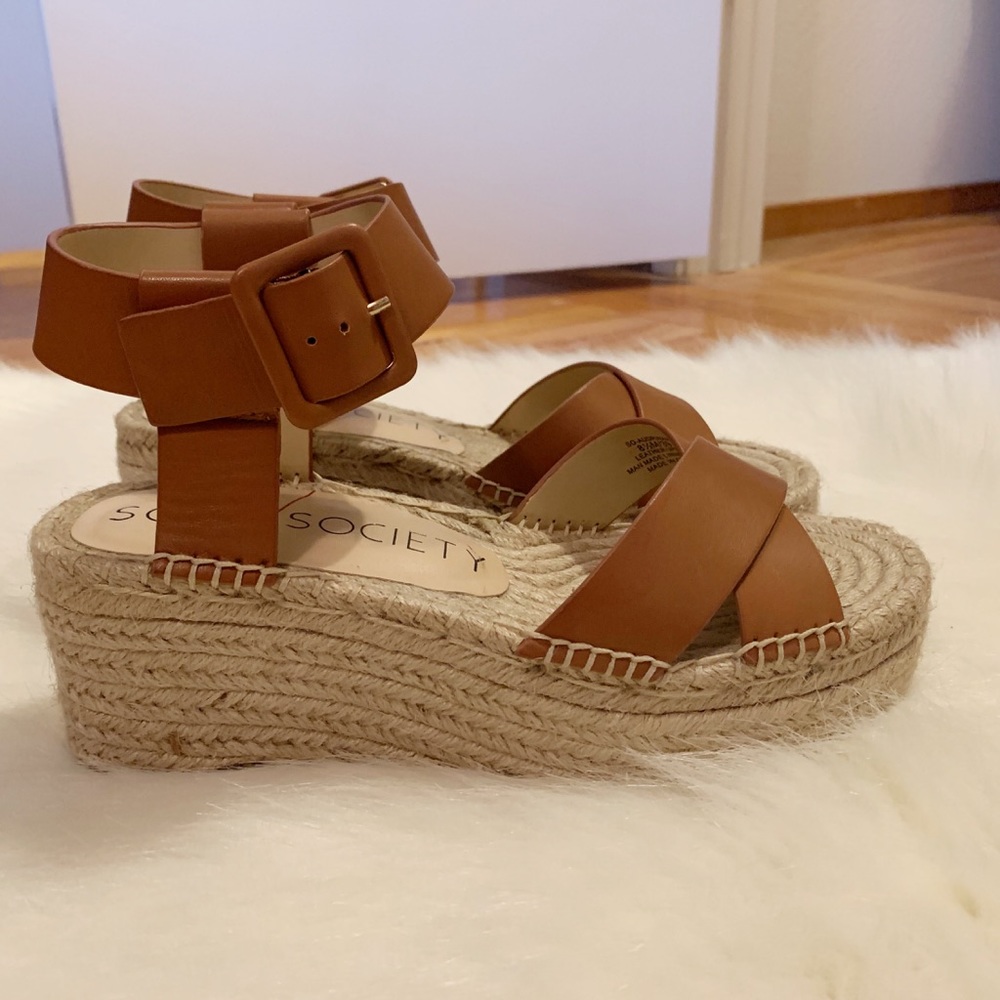 Sole Society Audrina Wedges Cognac 8.5